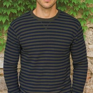 IZOD Striped Long Sleeve Waffle Weave Shirt, XL